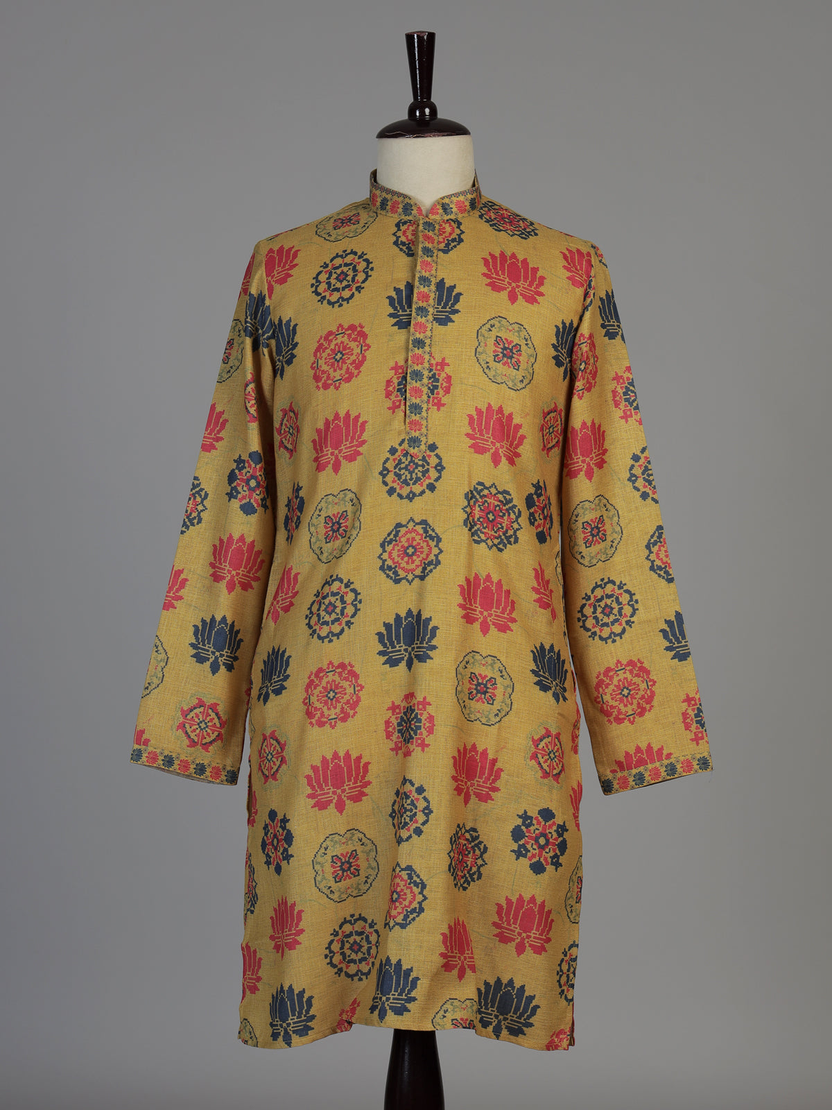 Yellow men lotus mandala kurta pajama