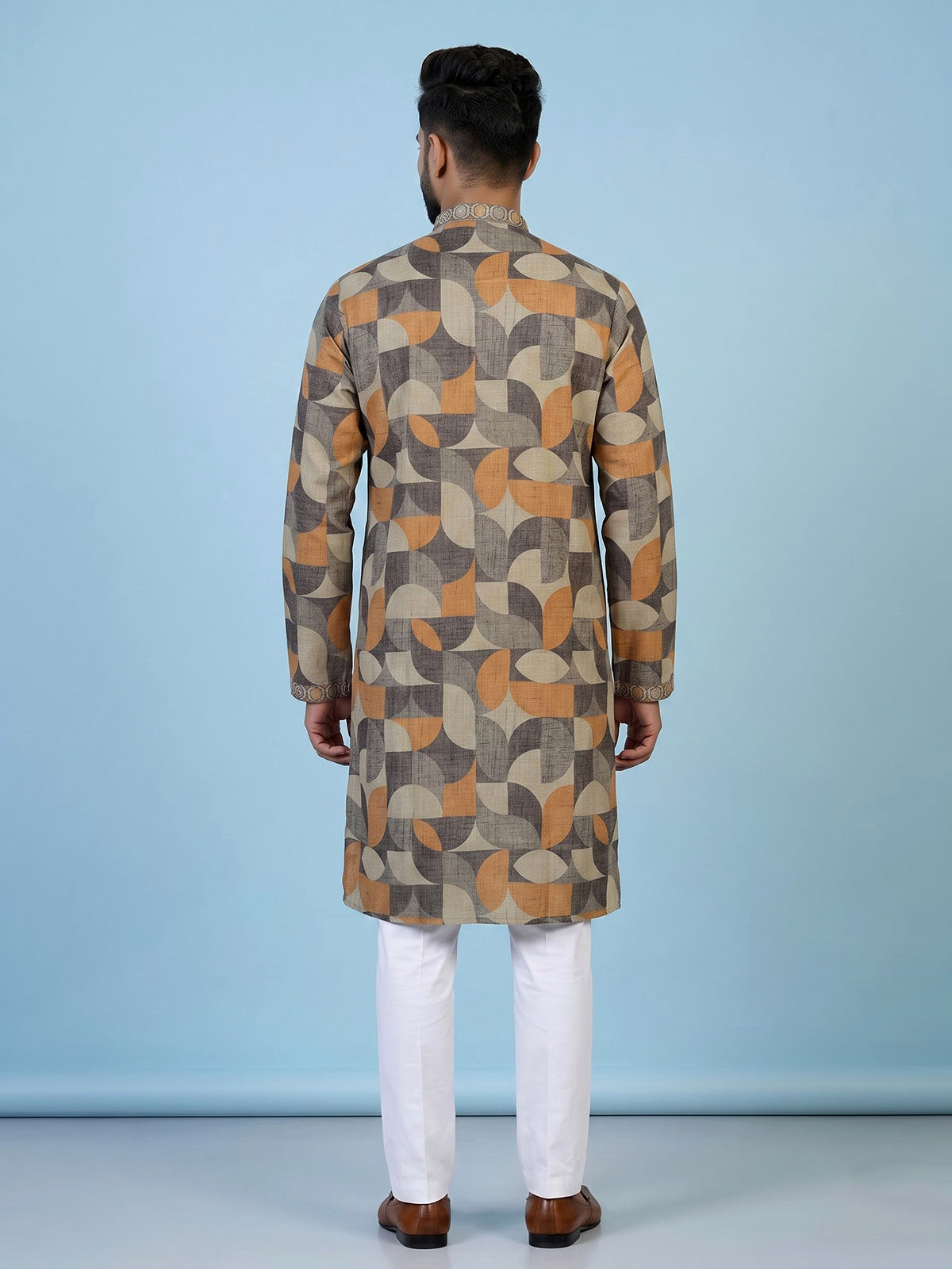 Multi colour men bauhaus printed kurta