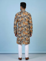 Multi colour men bauhaus printed kurta