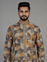 Multi colour men bauhaus printed kurta