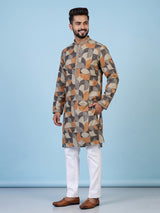Multi colour men bauhaus printed kurta