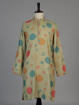 Pista green men geometric kurta suit