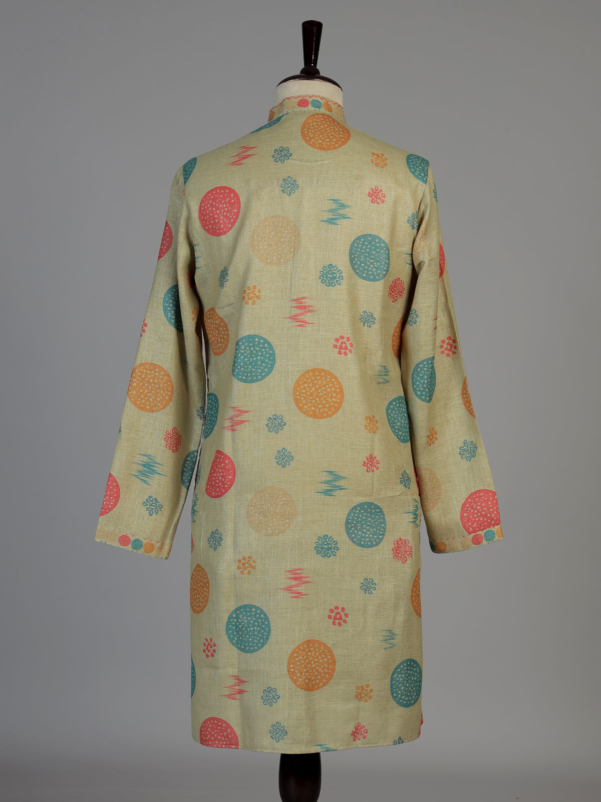 Pista green men geometric kurta suit