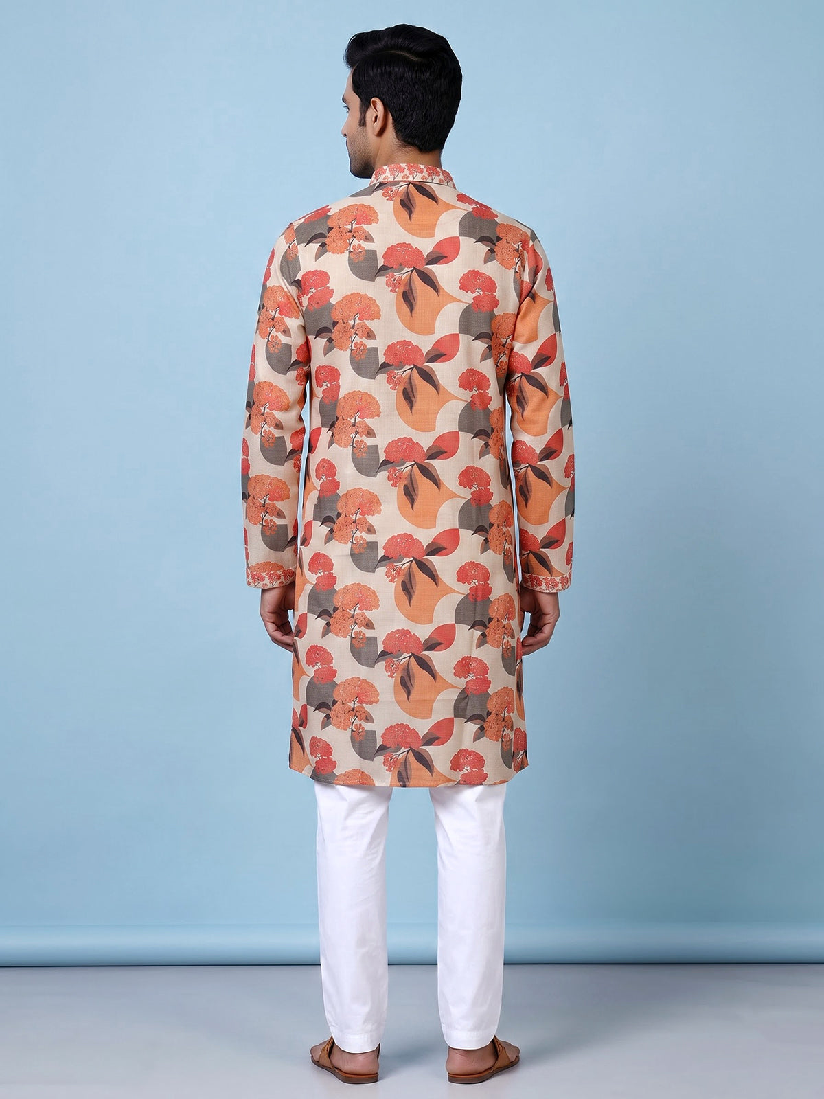 Multi men abstract floral kurta suit