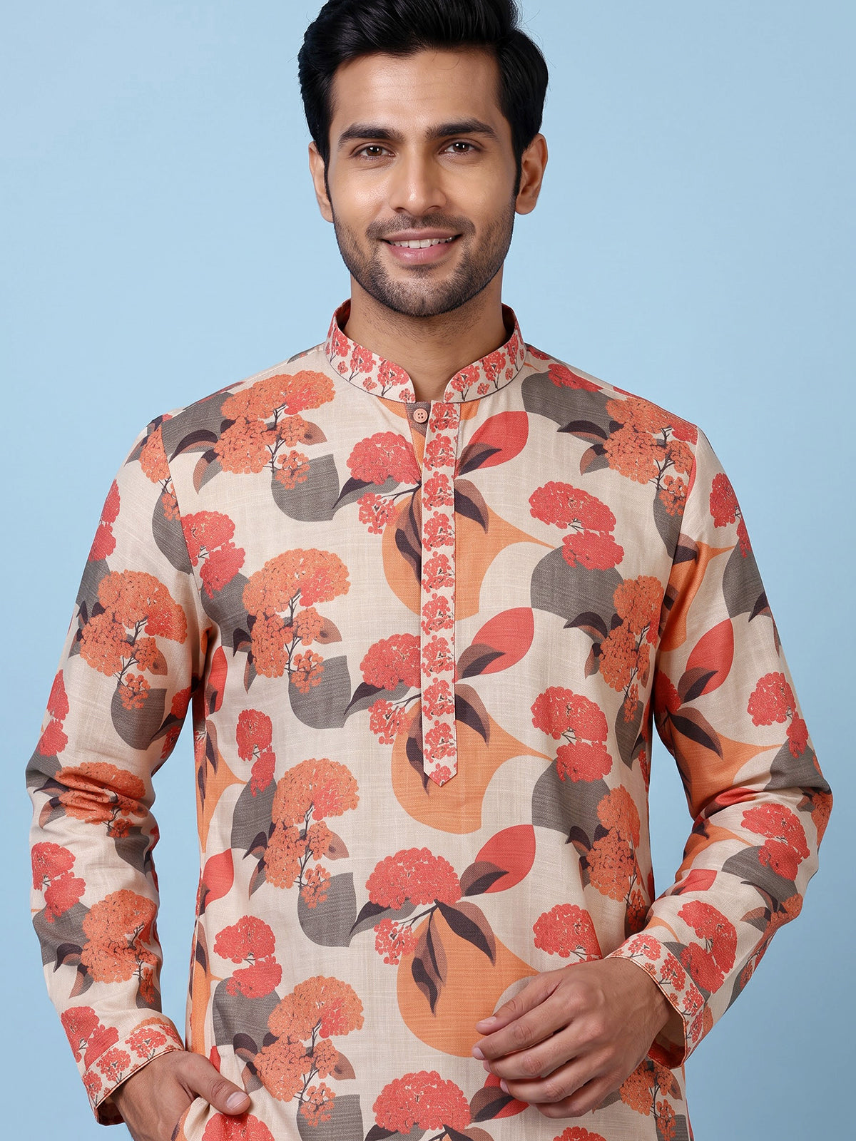 Multi men abstract floral kurta suit
