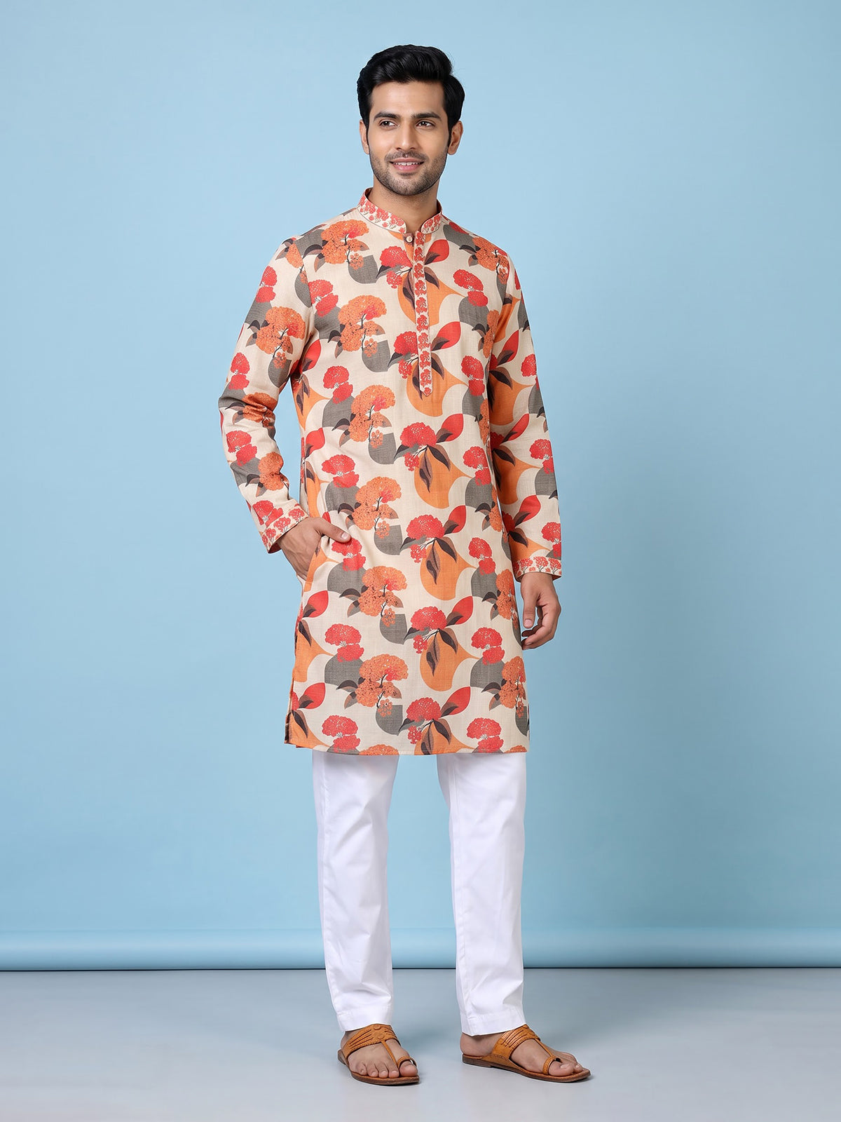 Multi men abstract floral kurta suit