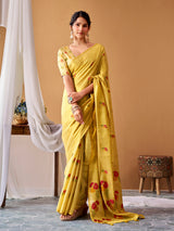 Light yellow graceful tissue silk saree
