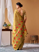 Green elegant tissue silk festive saree