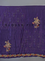 Violet silk unstitched lehenga choli with floral contrast dupatta