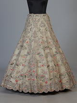Beige tissue silk unstitched lehenga choli with pearl elegance