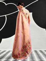 Pastel pink designer tissue silk saree