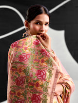Pastel pink designer tissue silk saree