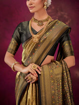 Classic black banarasi katan saree for women