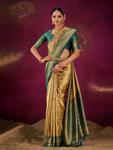 Designer rama green banarasi saree for women