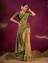 Traditional green banarasi silk saree for women
