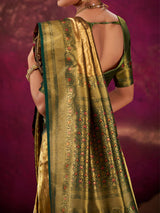 Traditional green banarasi silk saree for women