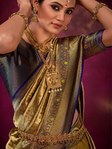 Elegant blue banarasi silk saree for women