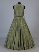 Mehendi green tissue silk lehenga choli with ornate zari craftsmanship