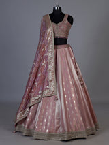 Onion pink jacquard brocade lehenga choli with intricate embellishments