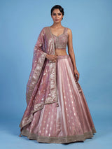 Onion pink jacquard brocade lehenga choli with intricate embellishments