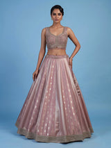 Onion pink jacquard brocade lehenga choli with intricate embellishments