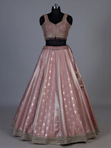 Onion pink jacquard brocade lehenga choli with intricate embellishments