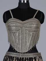 Black crushed tissue blend lehenga choli with resham zari elegance