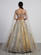 Golden tissue blend lehenga choli with mirror cutdana embellishments