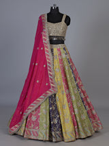 Multicolour silk lehenga choli with vibrant gota aabla craftsmanship