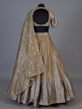 Golden silk lehenga choli with zardosi gota and zari embellishments