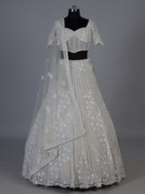White net lehenga choli with delicate cutdana sequins detailing
