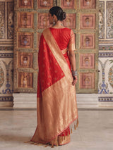 Heritage red woven silk saree for women