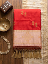 Heritage red woven silk saree for women