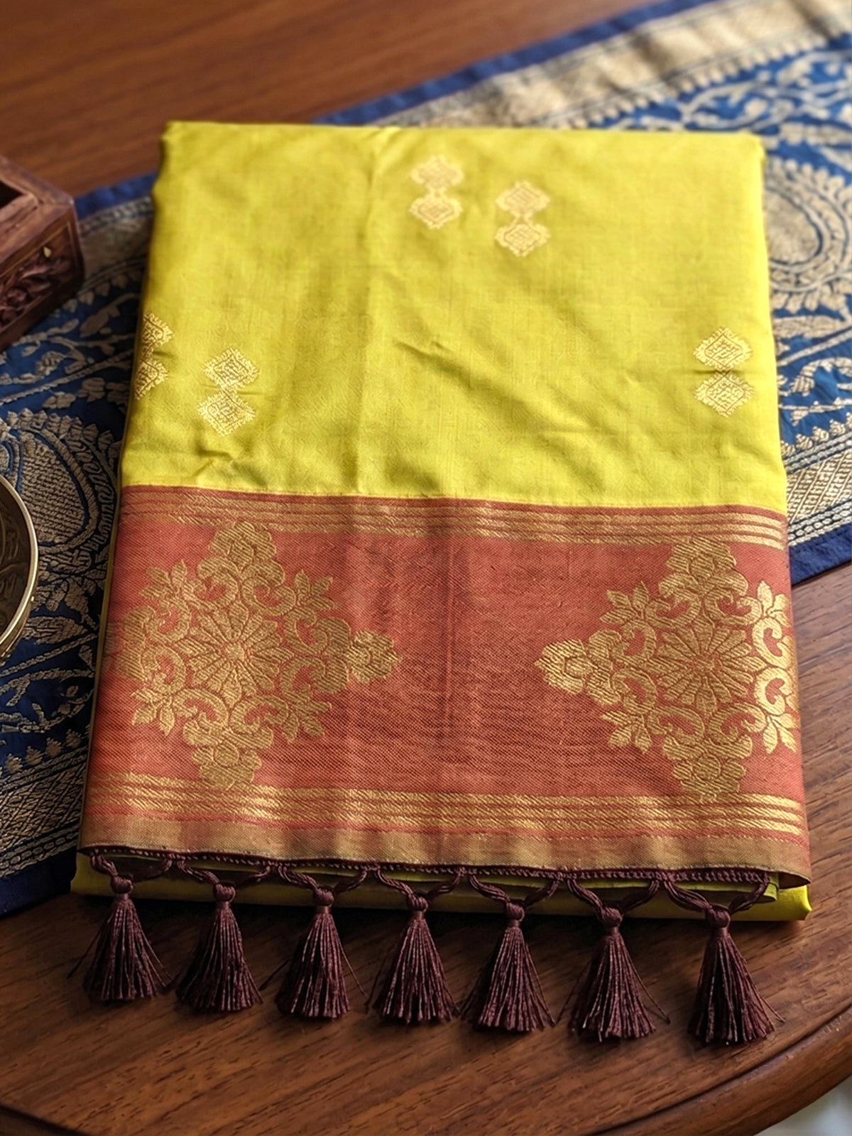 Opulent yellow traditional silk saree women