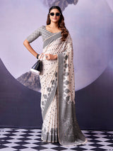 Graceful off white ethnic saree for women