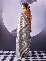 Premium off white cotton festive saree women