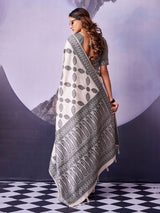 Elegant off white printed saree for women