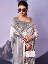 Classic off white ethnic cotton saree women