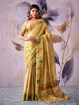 Opulent olive festive tissue silk saree