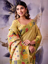 Opulent olive festive tissue silk saree