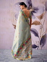 Regal powder blue tissue silk saree women