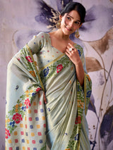 Regal powder blue tissue silk saree women