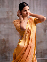 Peach premium festive tissue silk saree women