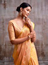 Peach premium festive tissue silk saree women