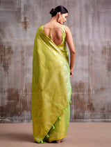 Green heritage woven tissue silk saree women