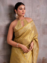 Olive elegant festive tissue silk saree women