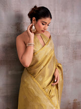 Olive elegant festive tissue silk saree women