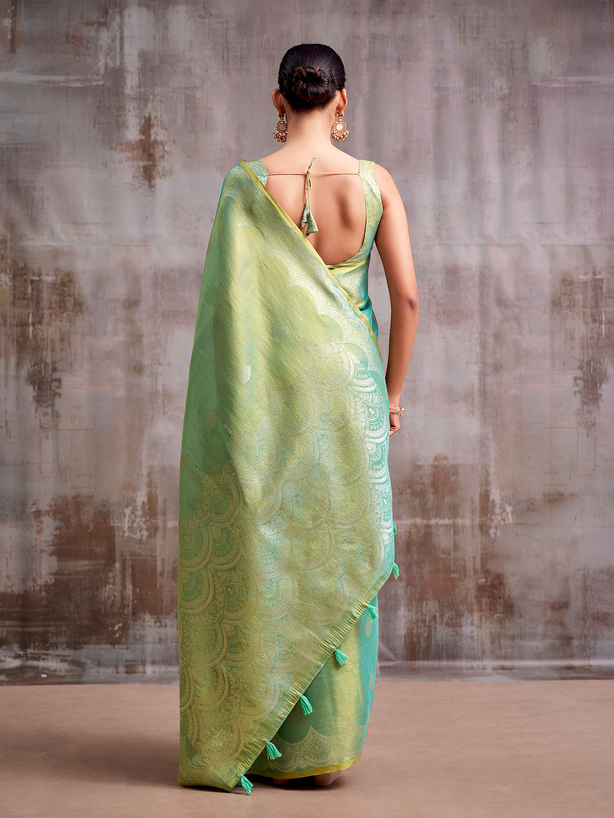 Green regal tissue silk zari saree women