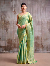 Green regal tissue silk zari saree women
