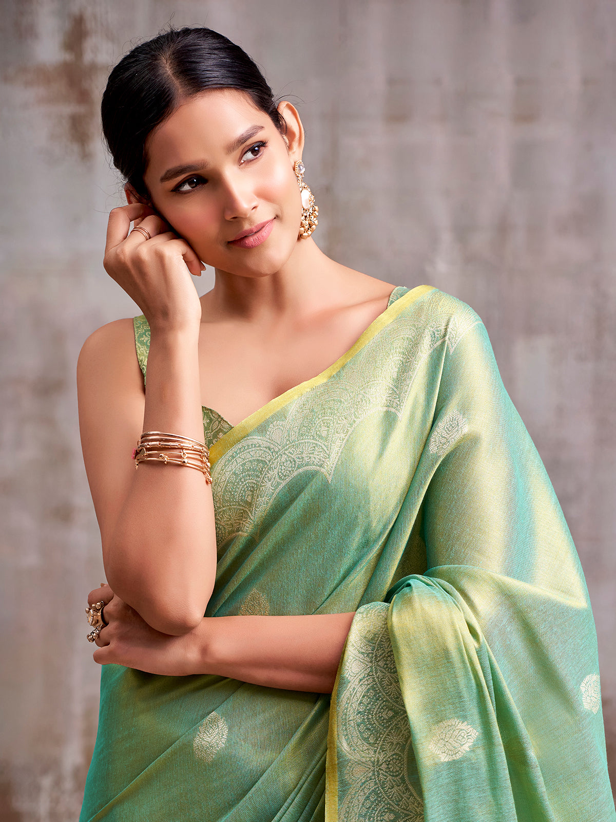 Green regal tissue silk zari saree women